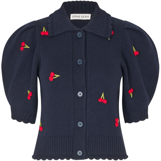 Bobble Knit Polo Cardigan