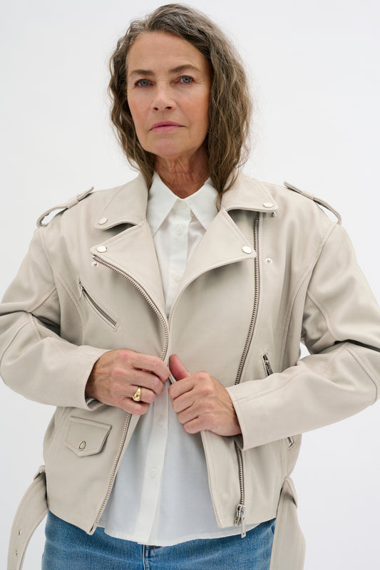 Lederjacke MWGilo White Retro Wash