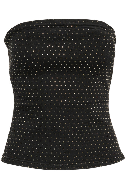 Denim Rhinestone Tube Top AyoMW Black Wash