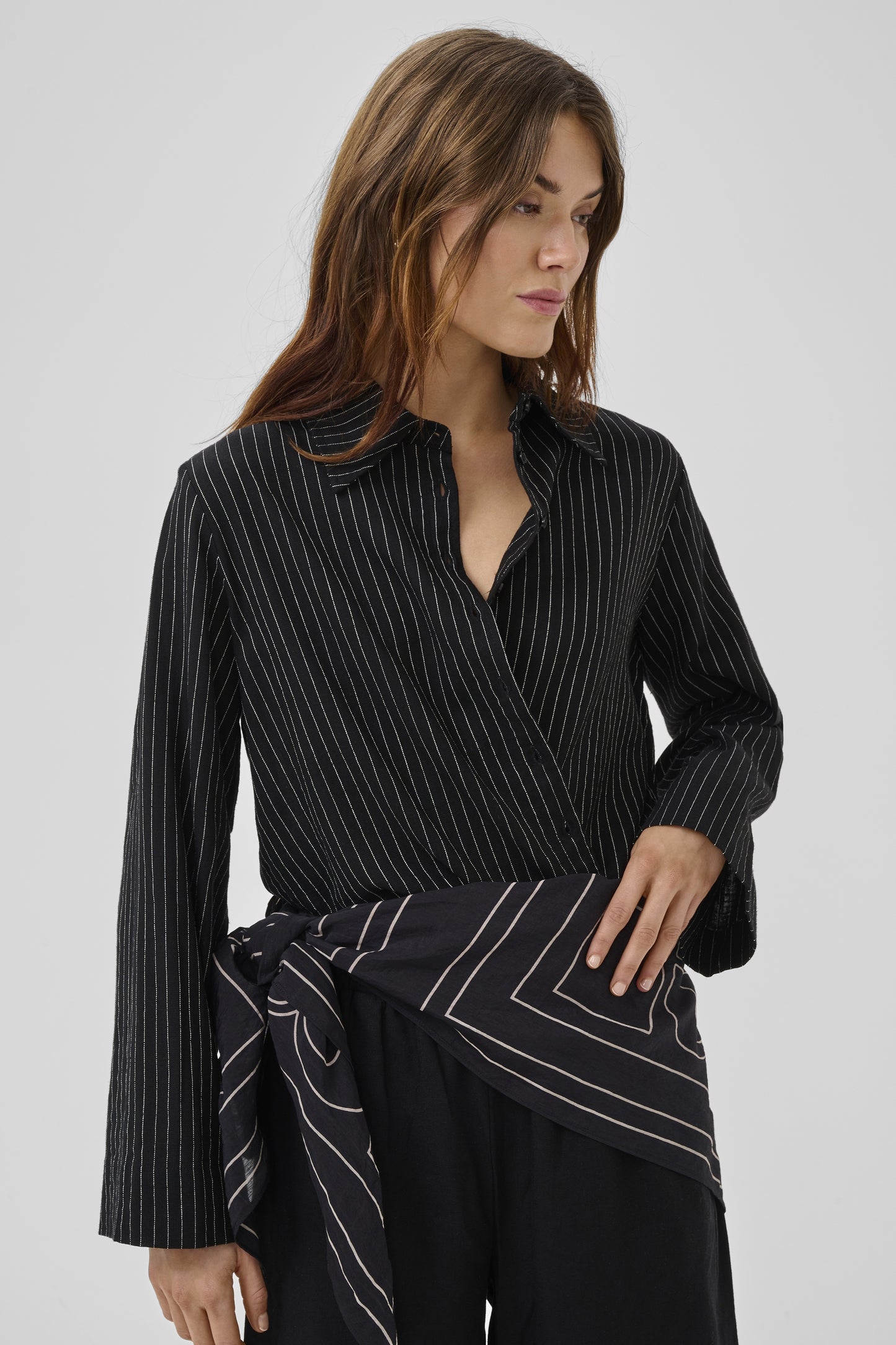 Hemd JeannieMW Black With Oatmeal Stripe