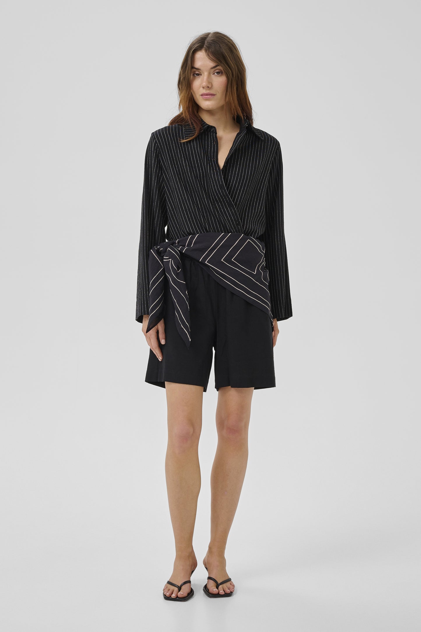 Hemd JeannieMW Black With Oatmeal Stripe