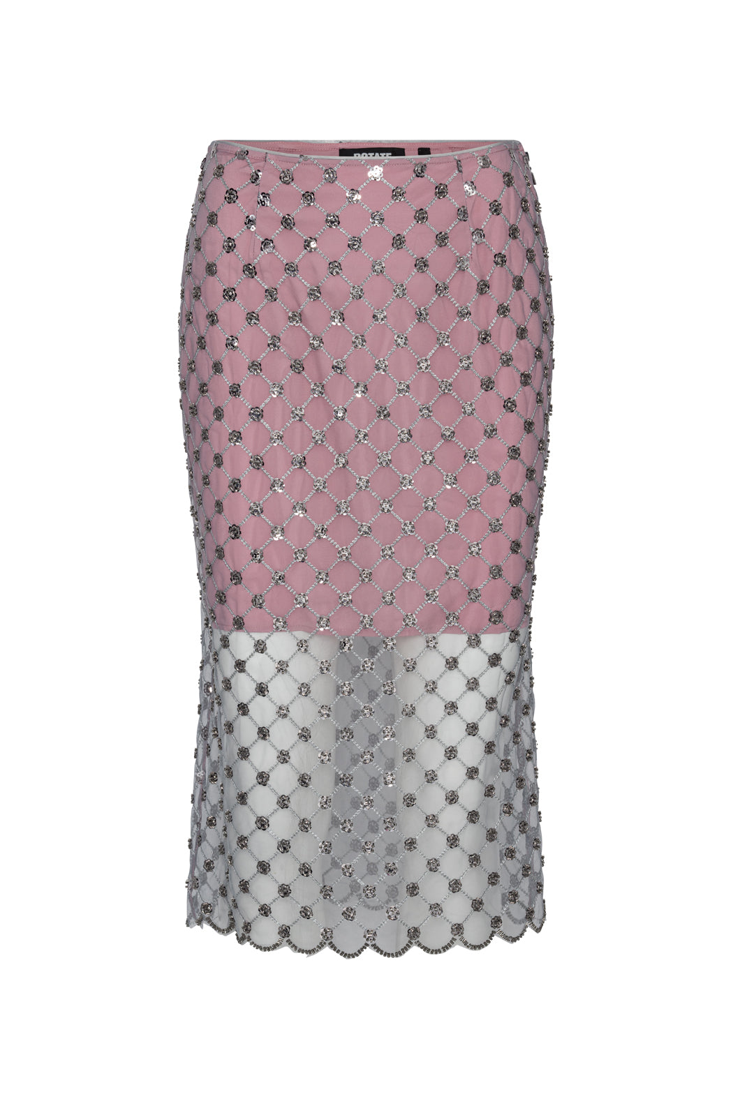 FLOWER SEQUINS MIDI SKIRT