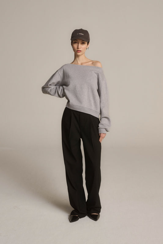 Asymetric Sweater Momo`CL Grey Melee