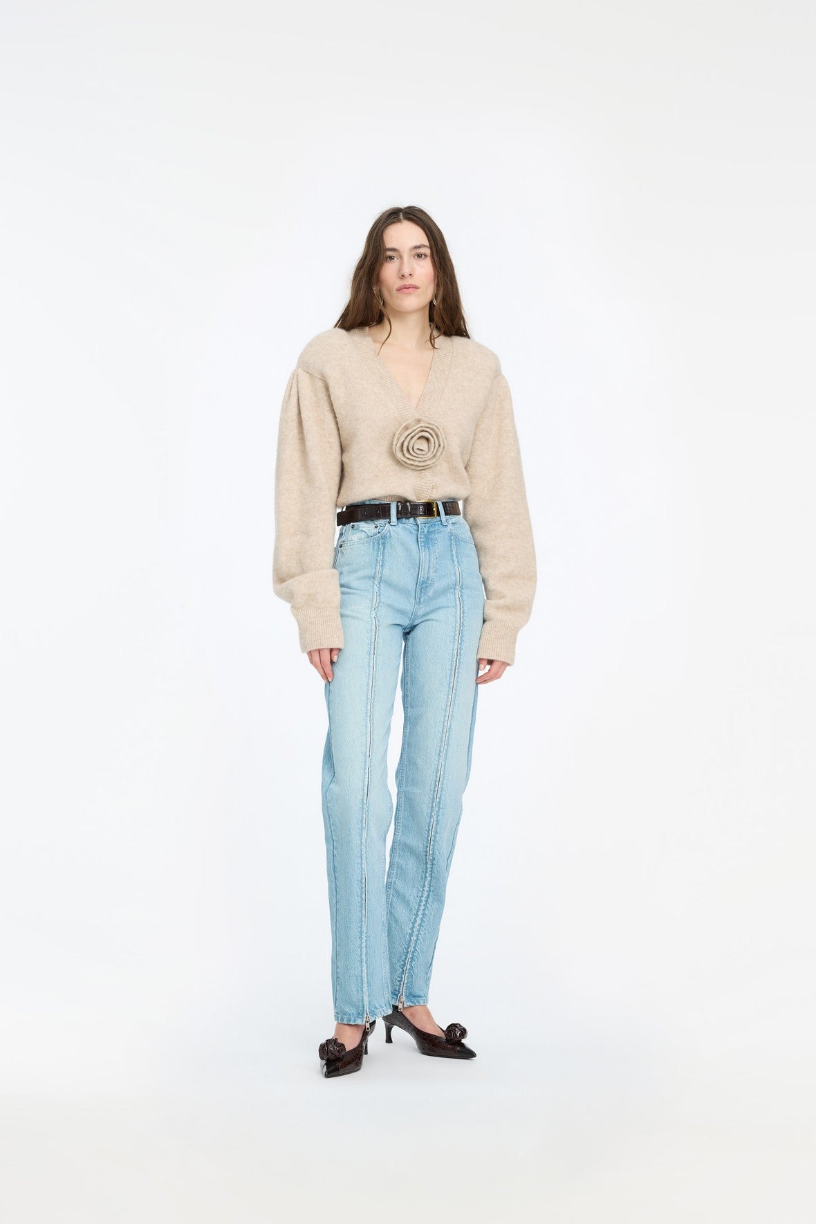 STRAIGHT DENIM ZIP JEANS