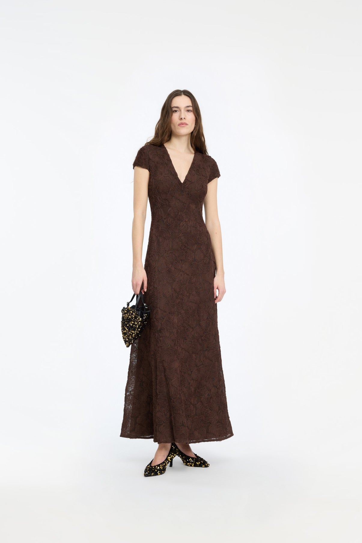 FLOWER MESH MAXI DRESS