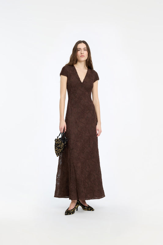 FLOWER MESH MAXI DRESS
