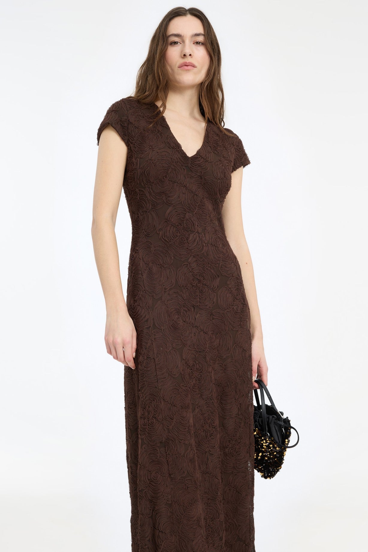 FLOWER MESH MAXI DRESS