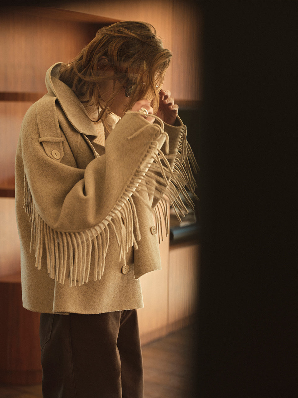Fringe Coat Warm Greige