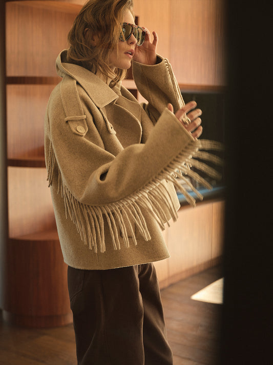 Fringe Coat Warm Greige