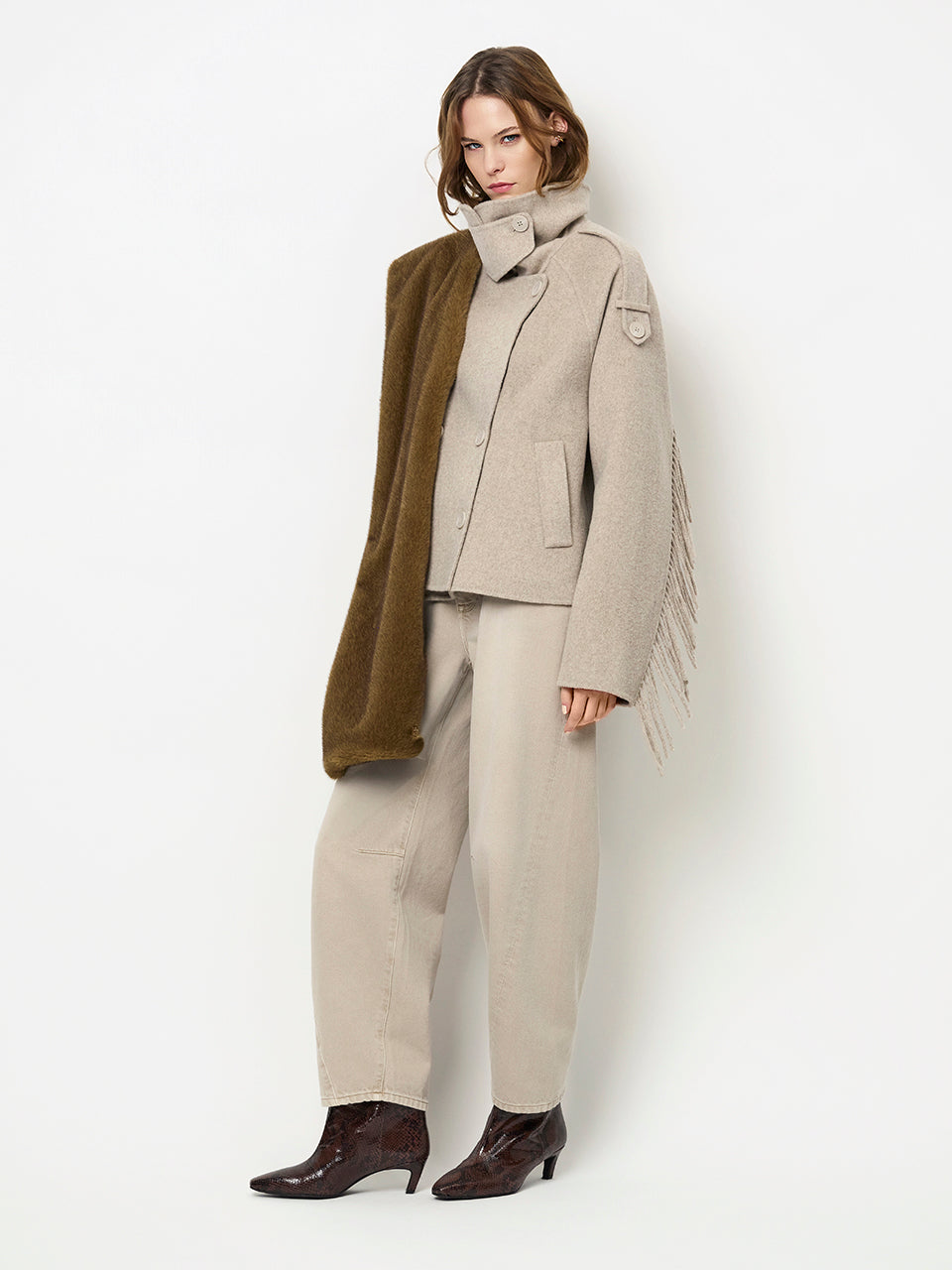 Fringe Coat Warm Greige