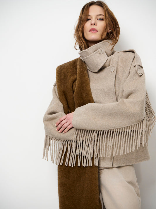 Fringe Coat Warm Greige