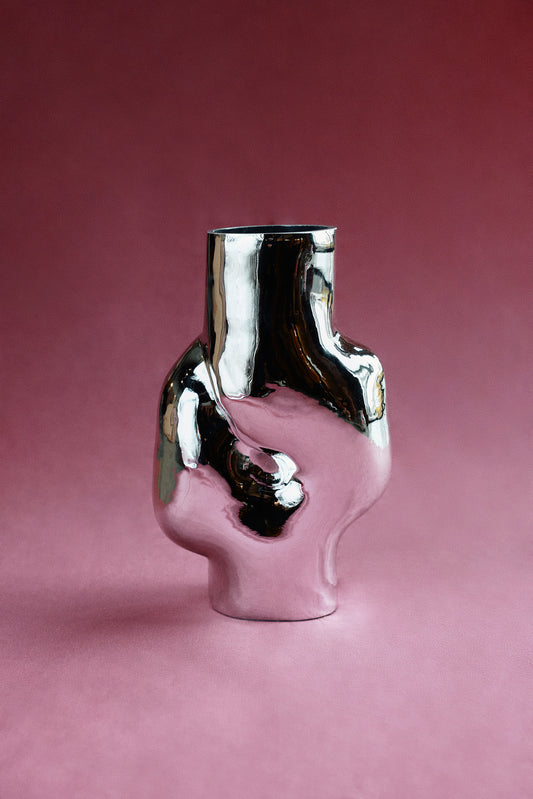 High Vase Gleam Glass Chrome