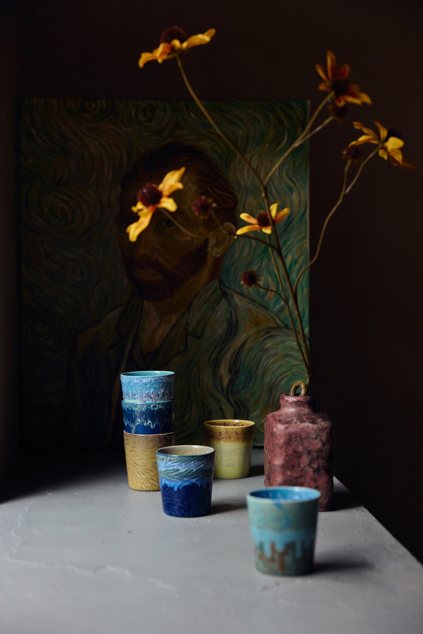 Coffee Mugs 70s Ceramics Van Gogh Starry Night 2er Set