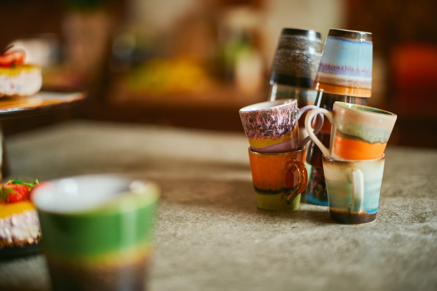 Espresso Mugs 70s Ceramics Retro 4er Set