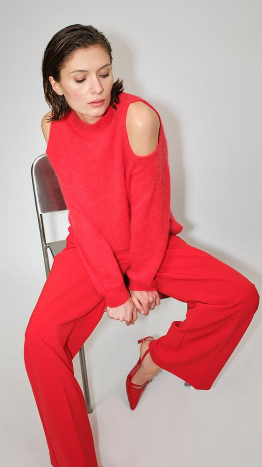 Stricksweater D6Avriel Open Shoulder Sweater Red