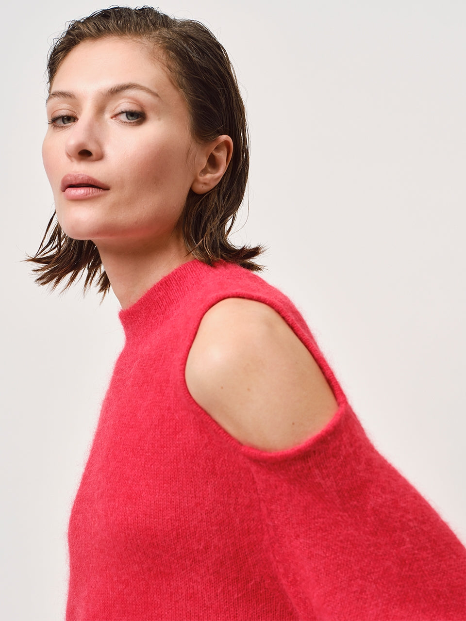 Stricksweater D6Avriel Open Shoulder Sweater Red
