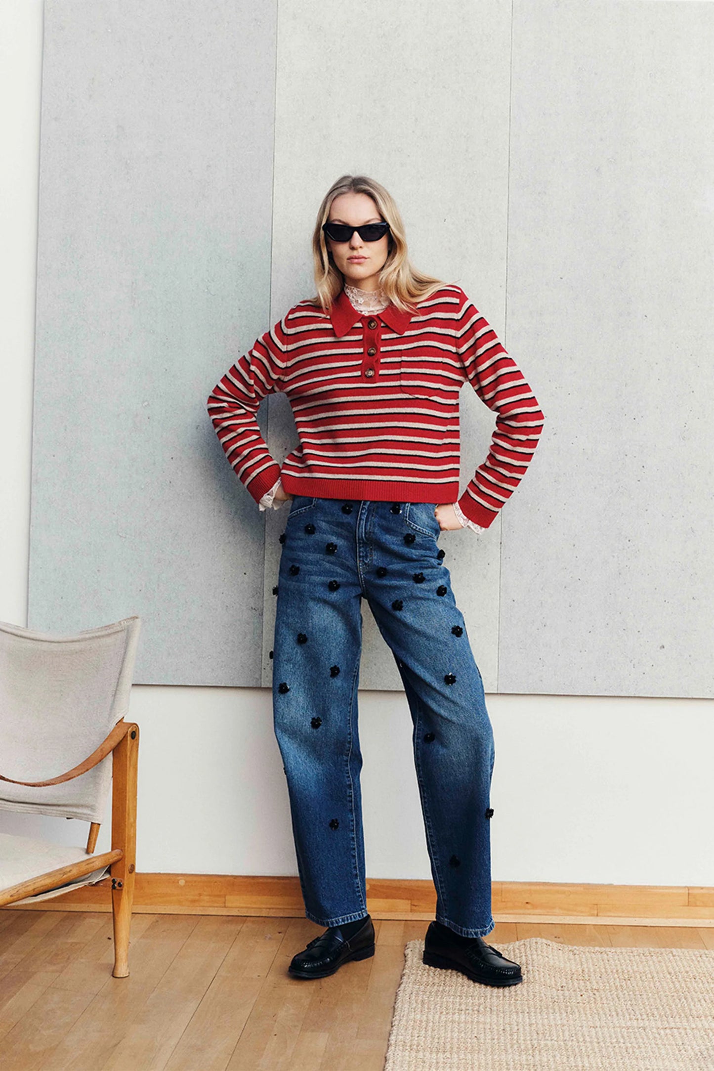 Polo Strickpullover Stripes