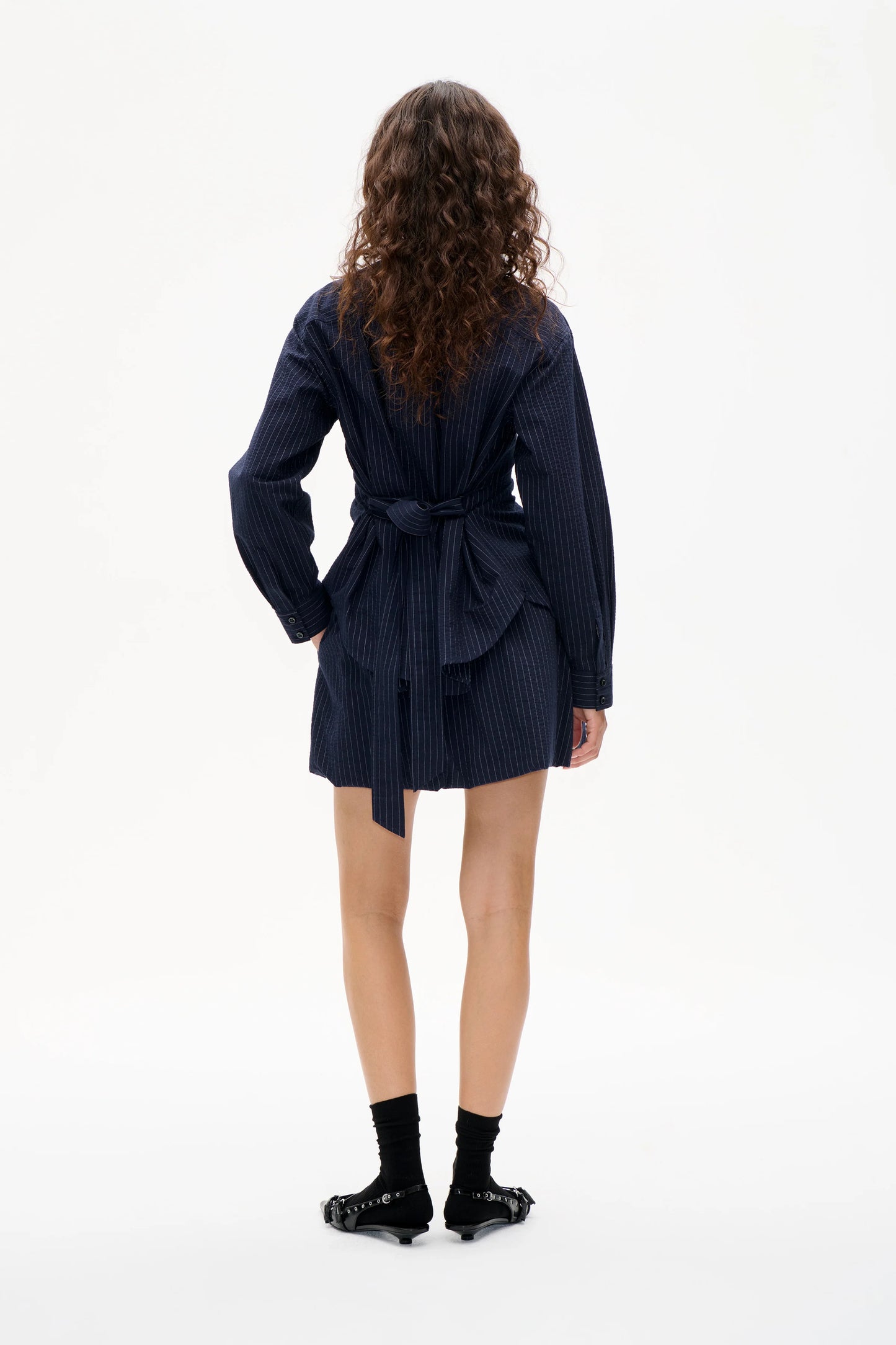 Blouse BPMatina Navy Blue Pinestripe