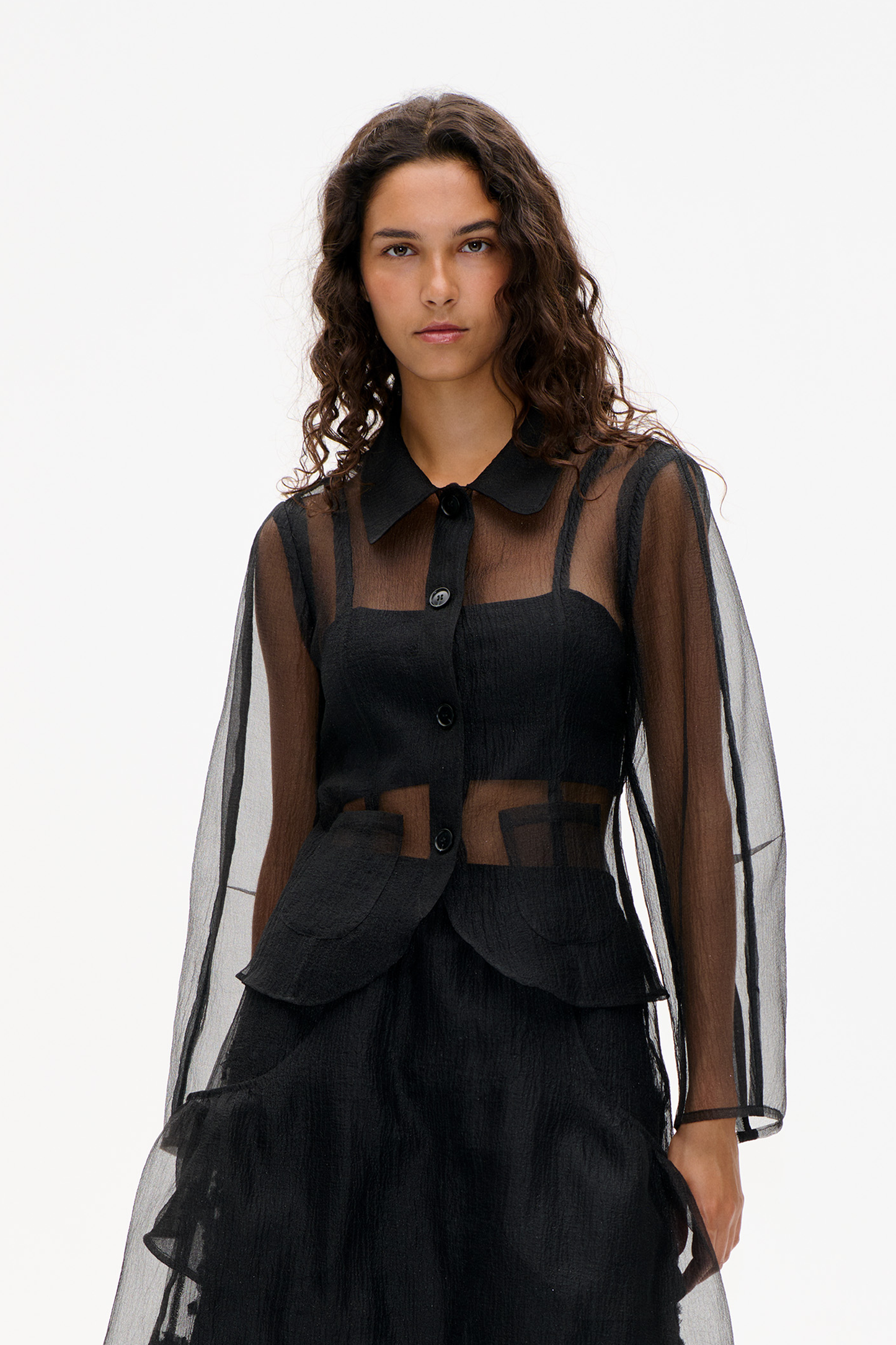 Transparenter Blazer Black