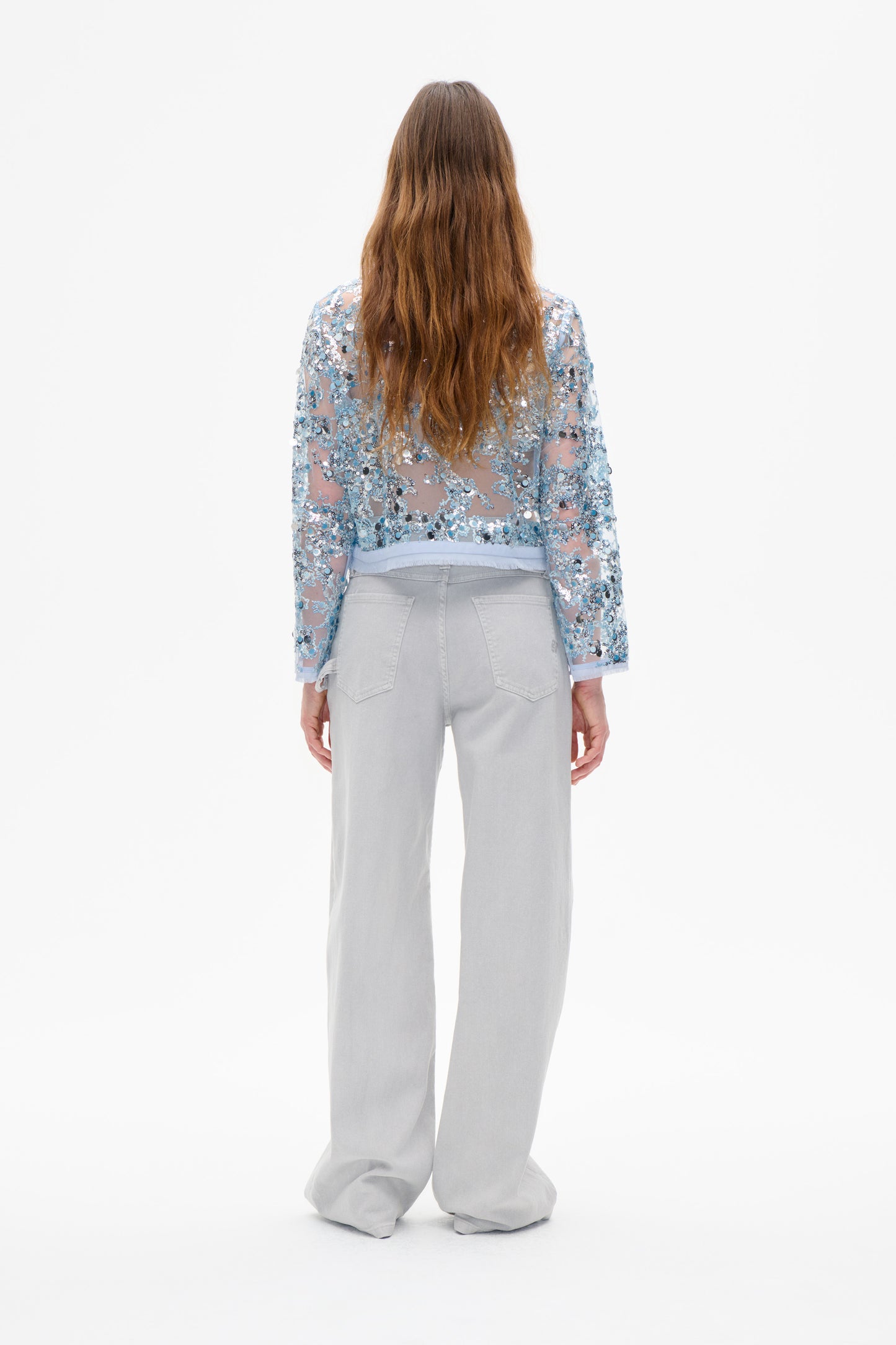 Pailetten Jacke Hellblau