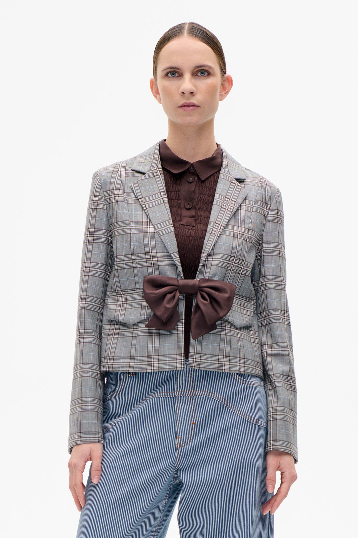 Cropped Jacket Mini Check