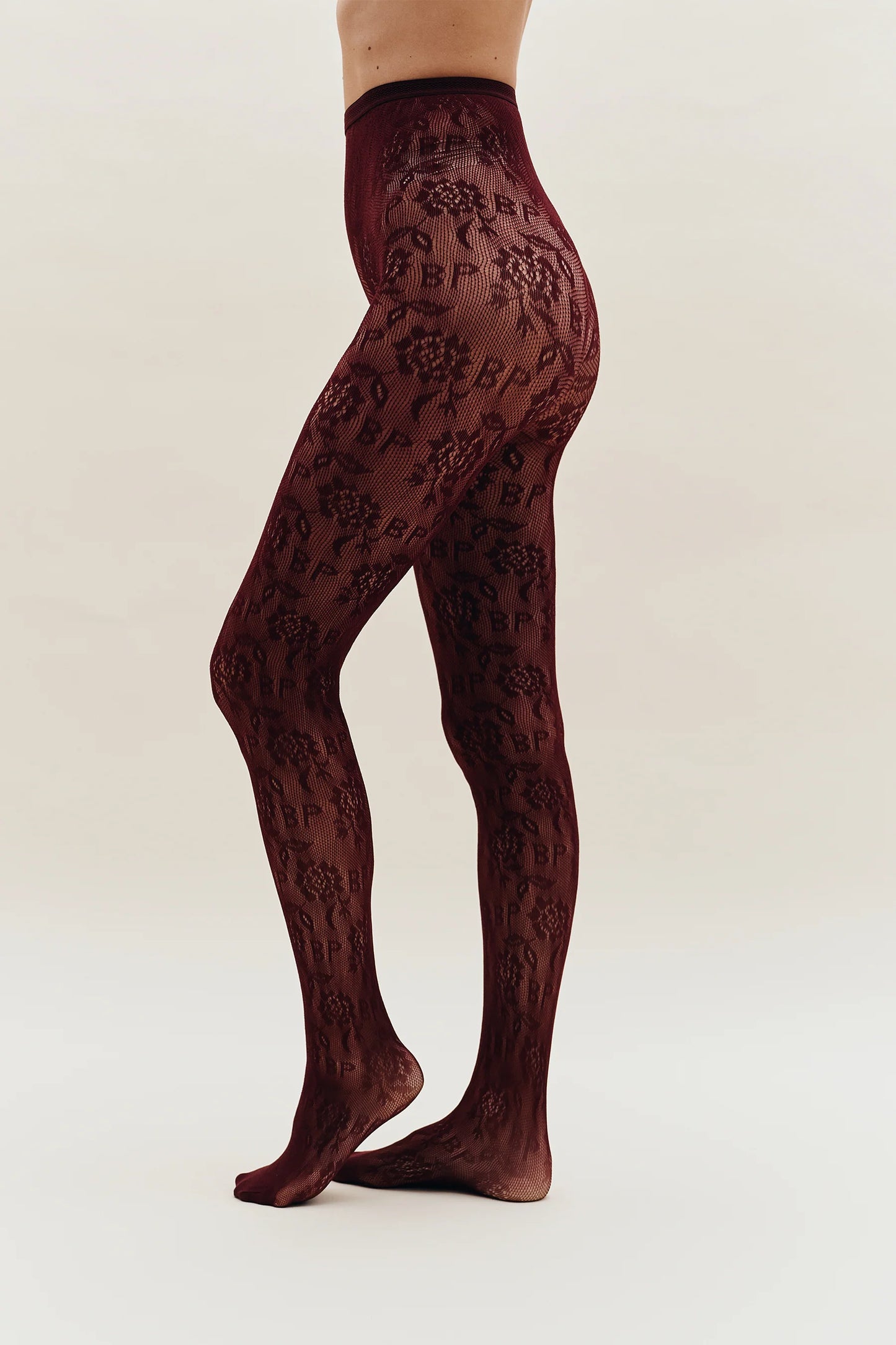 Spitzenstrumpfhose Jaquard Net Tights Bordaux