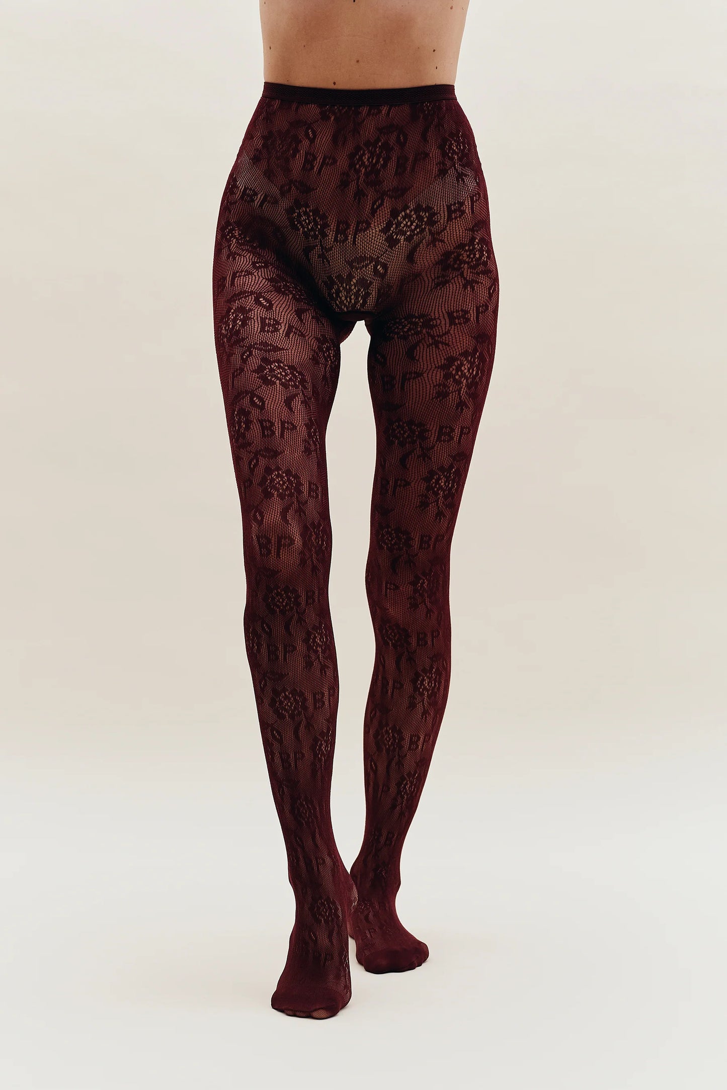 Spitzenstrumpfhose Jaquard Net Tights Bordaux