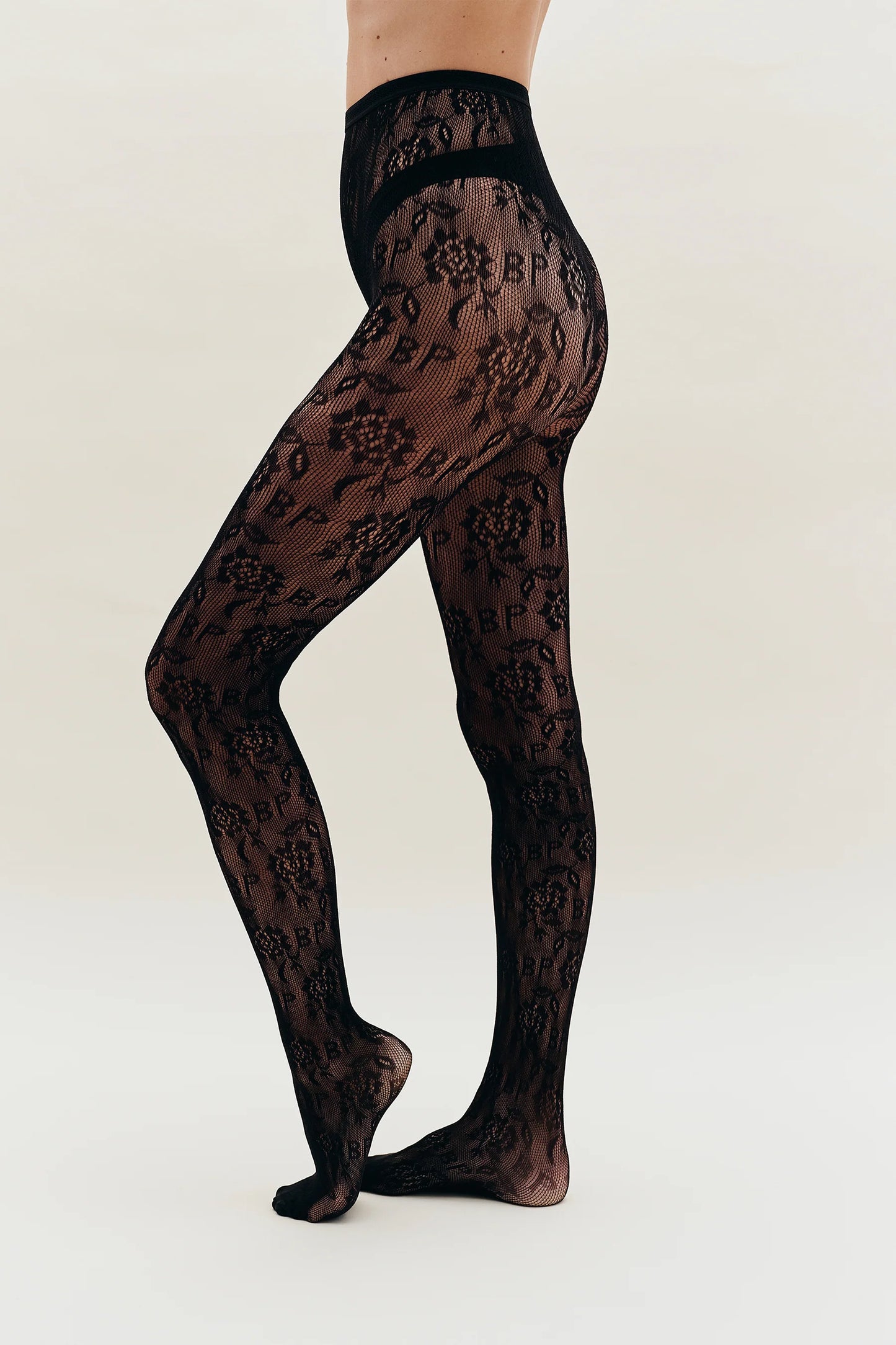 Spitzenstrumpfhose Jaquard Net Tights Black
