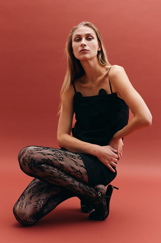 Spitzenstrumpfhose Jaquard Net Tights Black