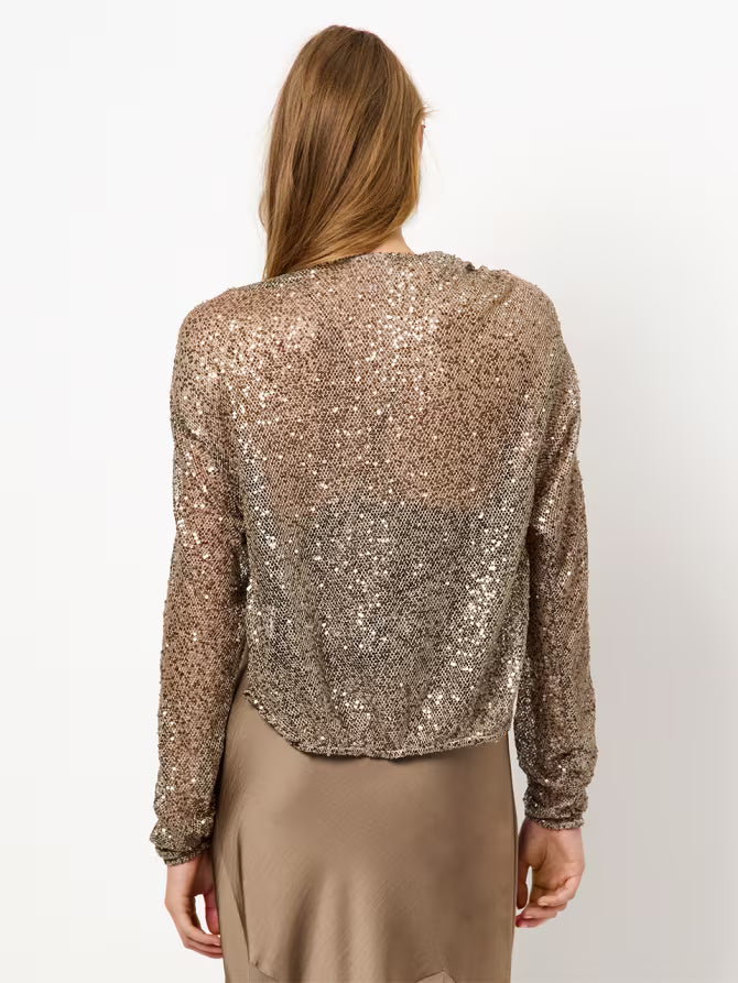 Cropped Pailletten-Cardigan Stone