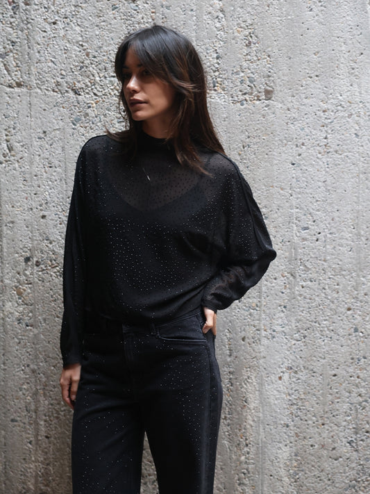 Rhinestone Top Dante6-Biacco Black