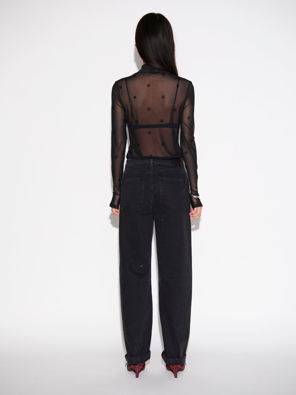 Mesh Top mit Flockdruck-Logo Black