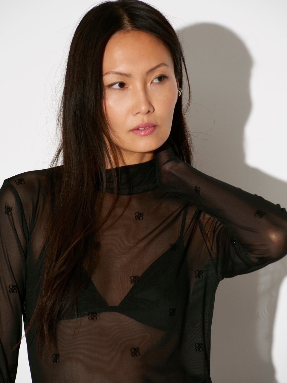 Mesh Top mit Flockdruck-Logo Black