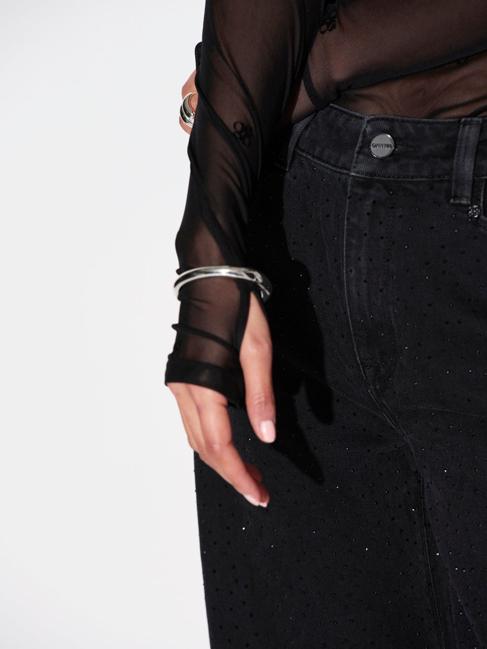 Mesh Top mit Flockdruck-Logo Black