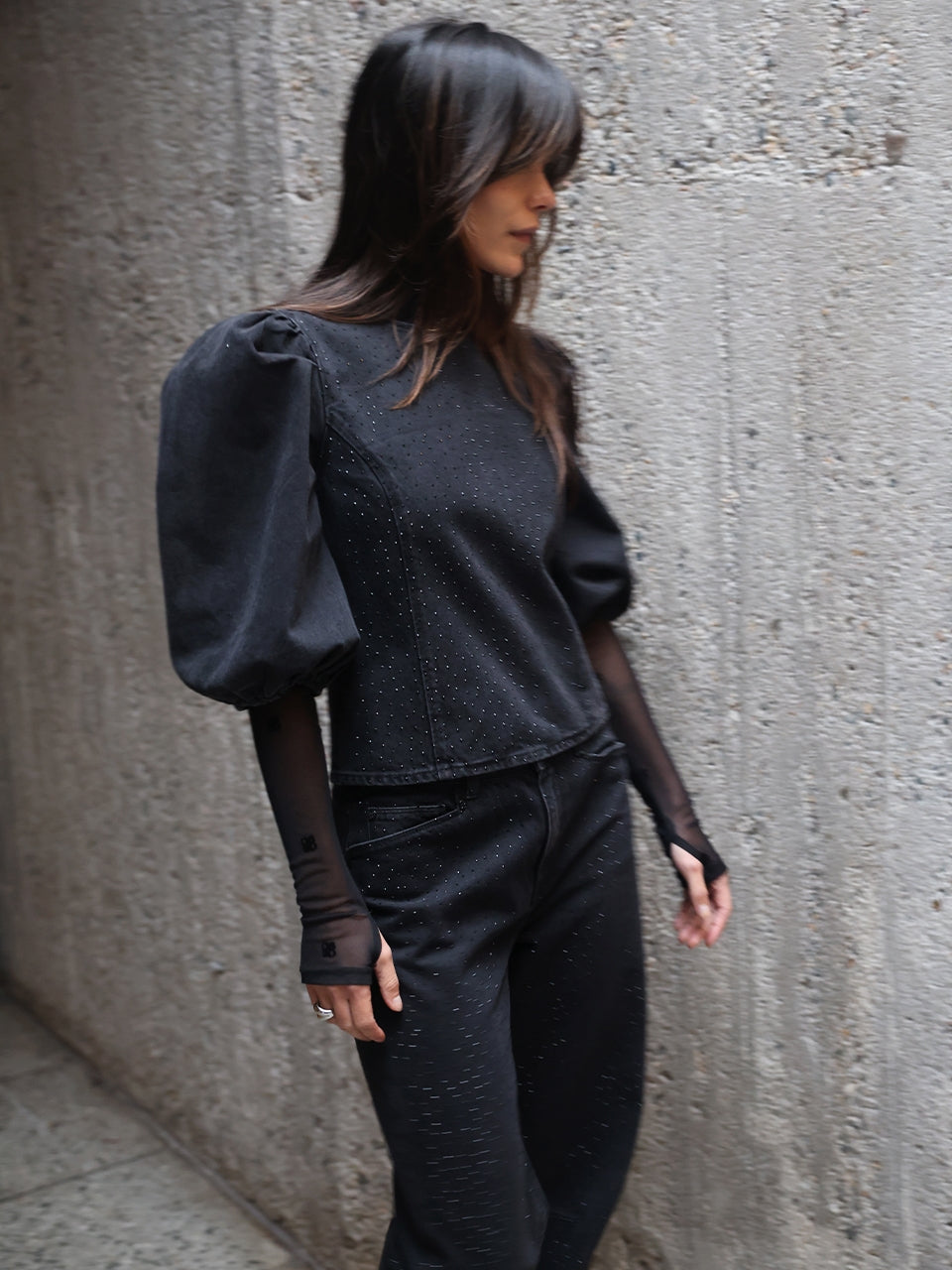 Mesh Top mit Flockdruck-Logo Black