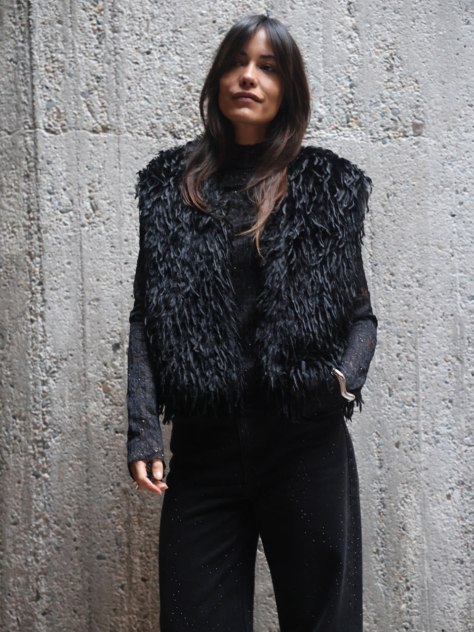 Mesh Top mit Flockdruck-Logo Black