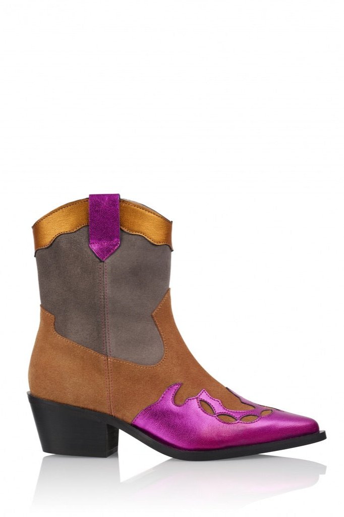 Ankleboots DWRSBari Cognac Fuchsia