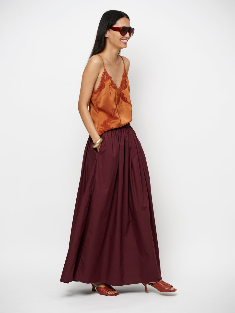 Tulle Maxi Skirt Brown
