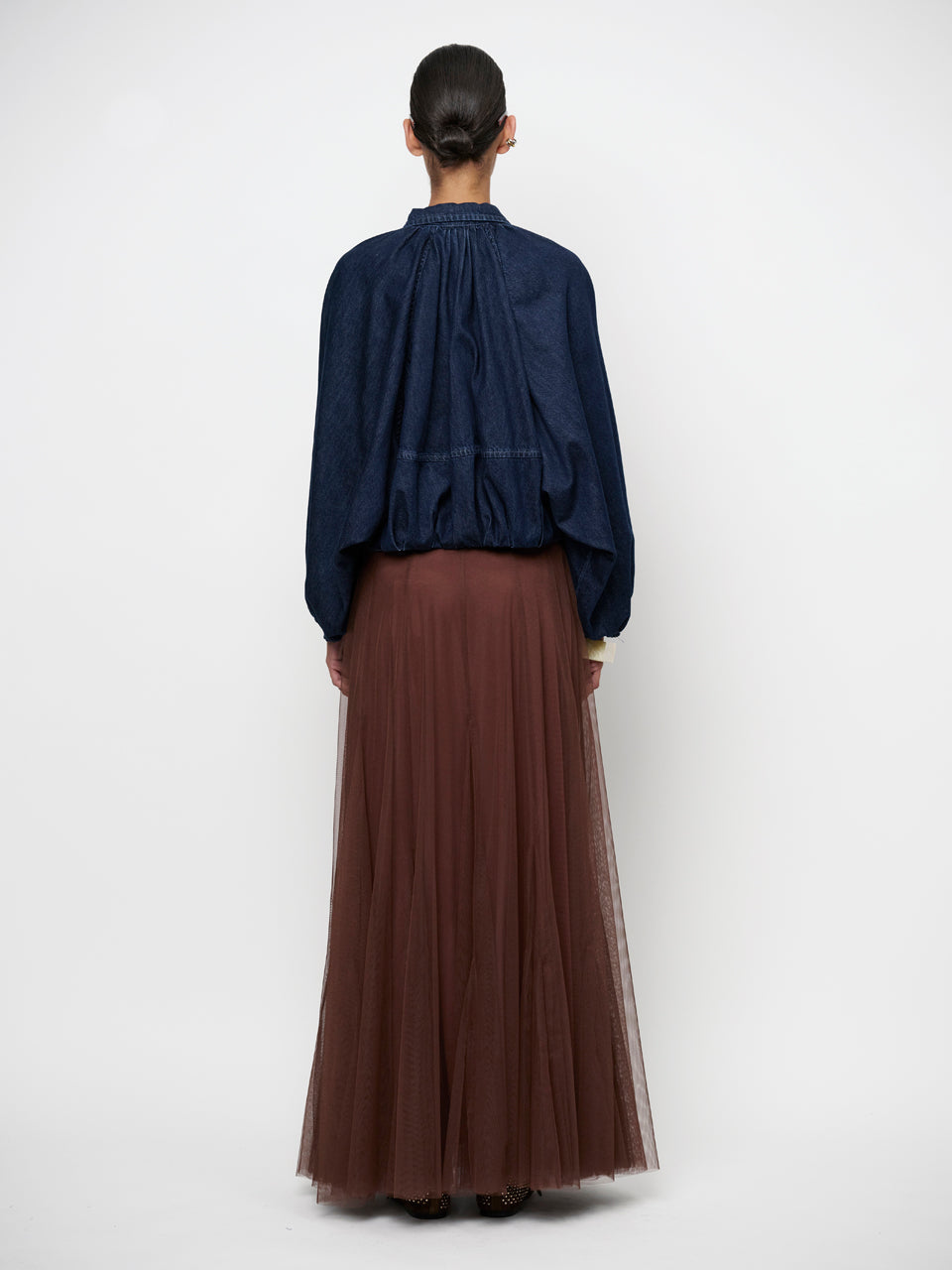Tulle Maxi Skirt Brown