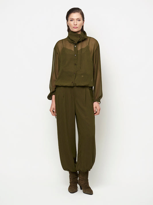 Nadelstreifen Blouse Olivgrün