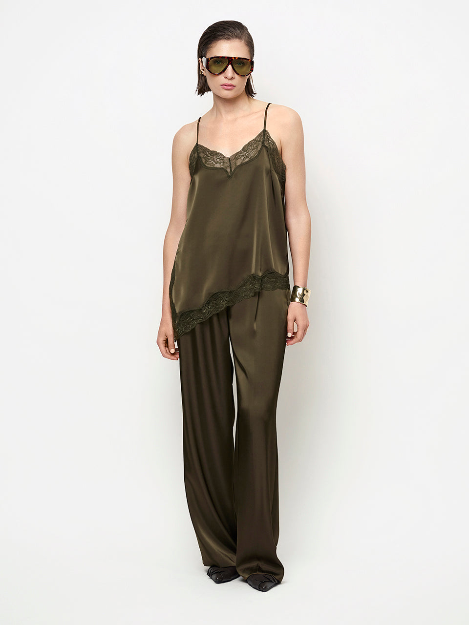 Satin Lace Top Dante6-Dwana Olivegreen