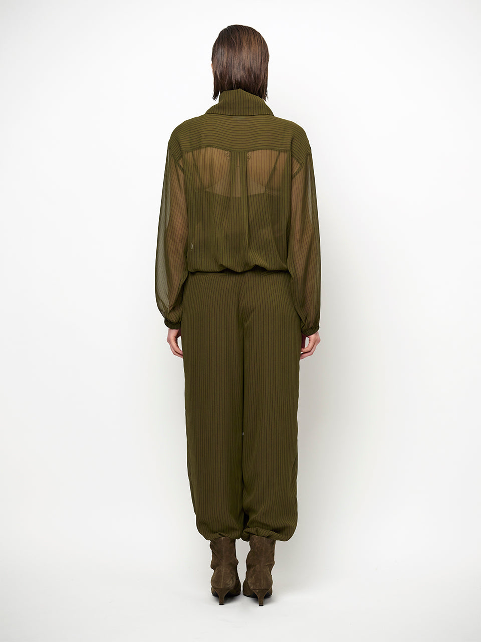 Nadelstreifen Blouse Olivgrün