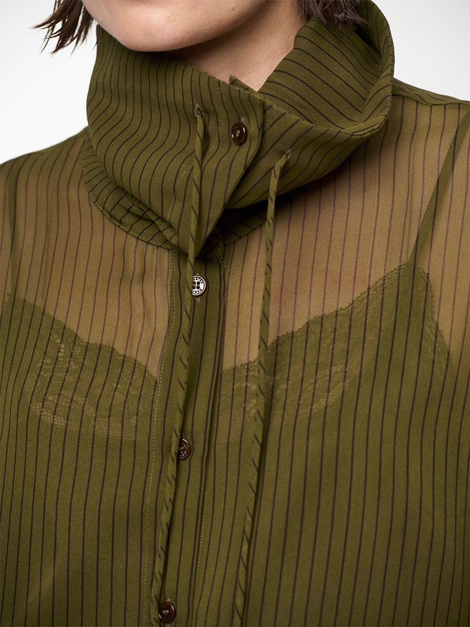 Nadelstreifen Blouse Olivgrün