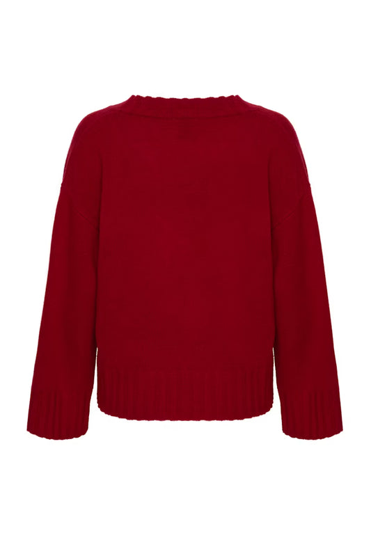 Strickpullover HuxiMW Burgundy Red