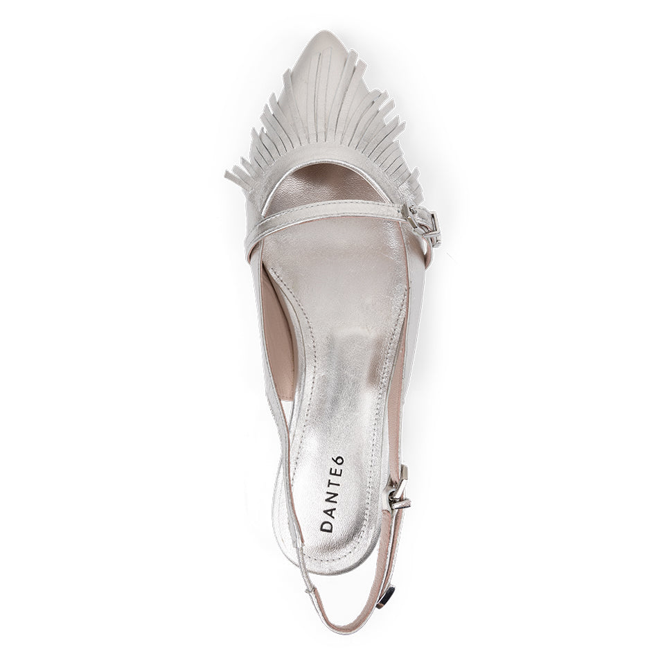 Flat Slingbacks Fringe Silver