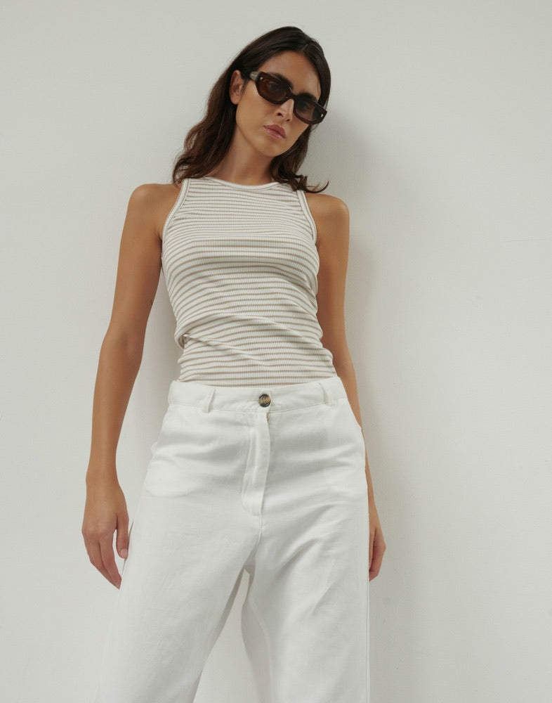 Rib Top Lotus'CL Striped oatmeal