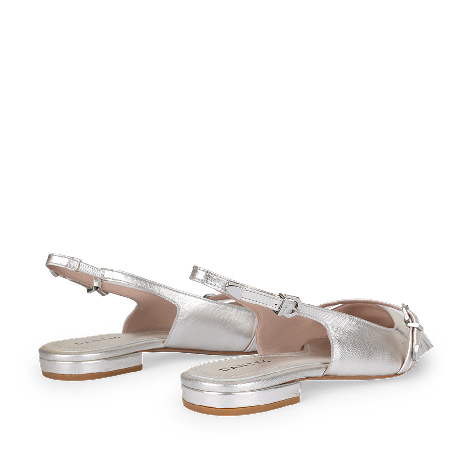 Flat Slingbacks Fringe Silver
