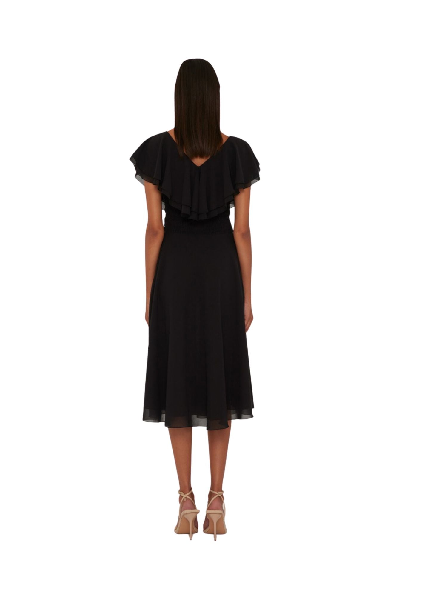 Chiffon Wide Ruffle Dress Black