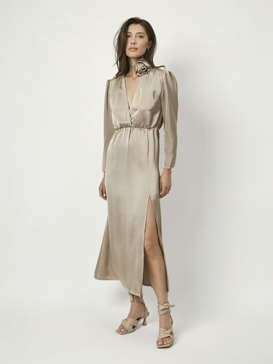 Midikleid in Wickeloptik Golden