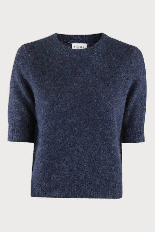 Kurzarm Strickpullover RoccaSA Deep Blue Melange